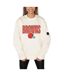Gameday Couture Women's Cream Cleveland Browns Premium Fleece Drop Shoulder Pullover Sweatshirt