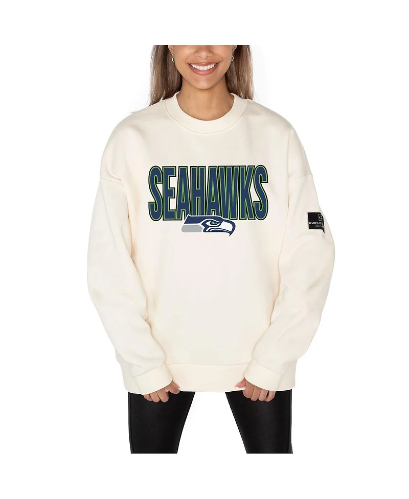 Gameday Couture Women's Cream Seattle Seahawks Premium Fleece Drop Shoulder Pullover Sweatshirt