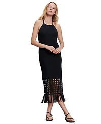 Sanctuary Women's Promenade Cotton Crochet Fringe-Hem Dress