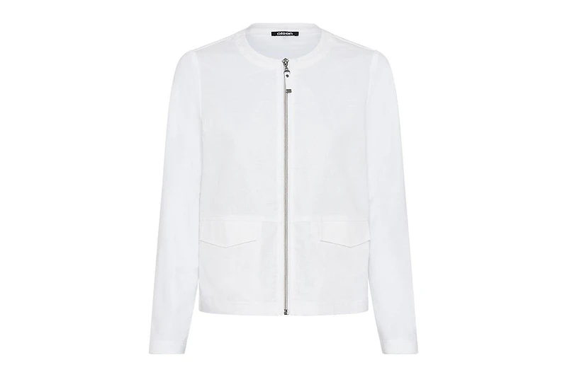 Olsen Women's Mixed Media Zip Front Jacket