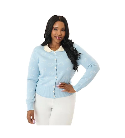 Unique Vintage Plus Collared Knit Cardigan