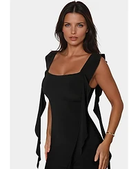 Bebe Women's Jersey Cascade Ruffle Dress