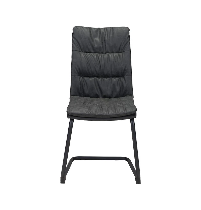 Set of 2 Tufted Upholstered Faux Leather Dining Side Chairs for Room