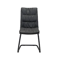 Set of 2 Tufted Upholstered Faux Leather Dining Side Chairs for Room