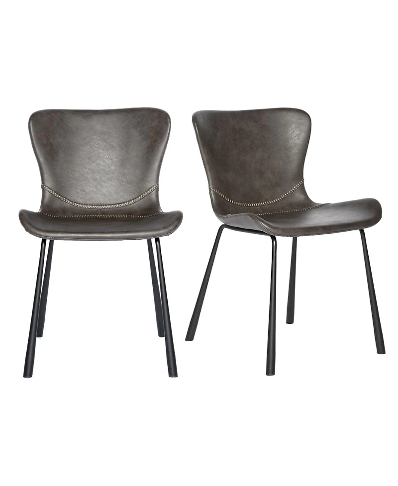 Set of 2 Faux Leather Side Chairs for Dining Room or Home Office Seating