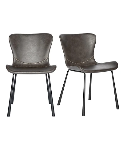 Set of 2 Faux Leather Side Chairs for Dining Room or Home Office Seating