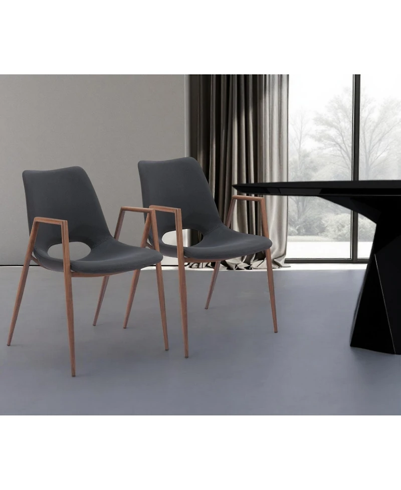 Set of Two Upholstered Faux Leather Open Back Dining Arm Chairs