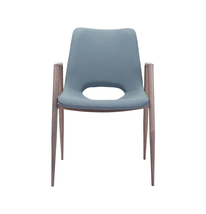 Set of Two Upholstered Faux Leather Open Back Dining Arm Chairs