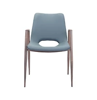 Set of Two Upholstered Faux Leather Open Back Dining Arm Chairs