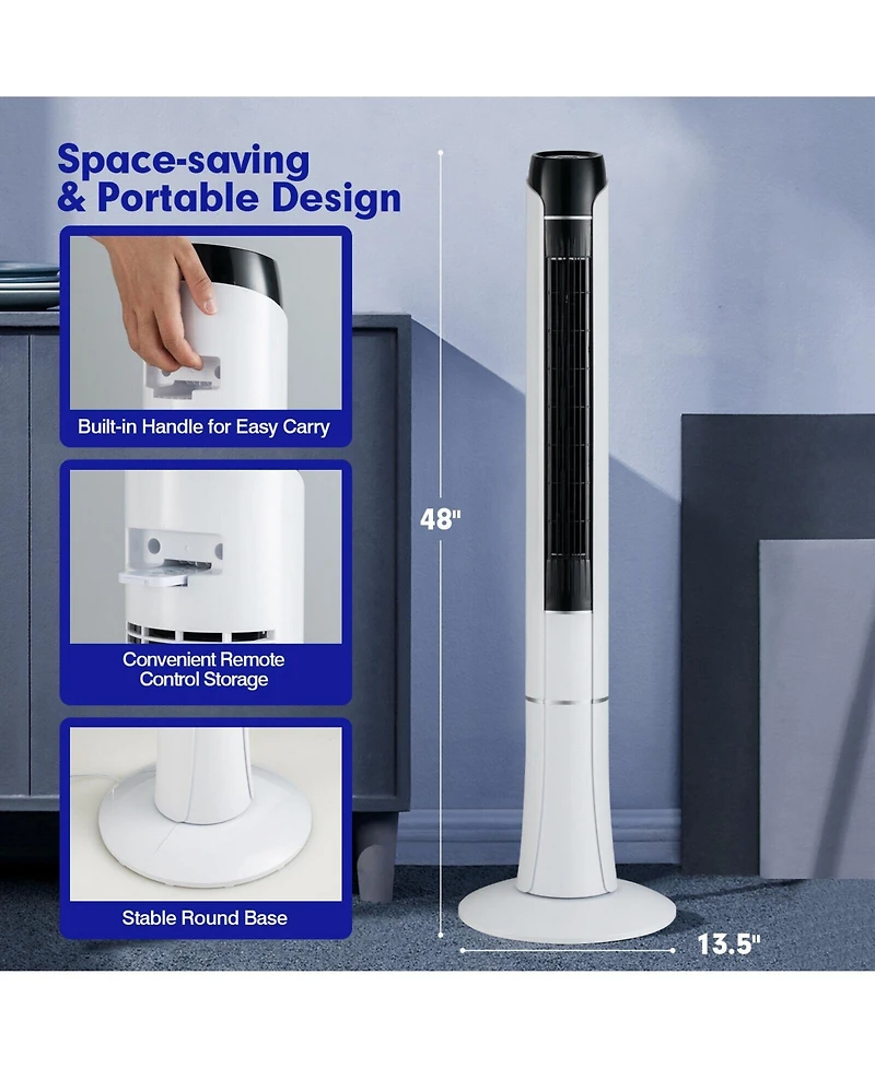 Portable 48 Inches Tower Fan with Remote Control