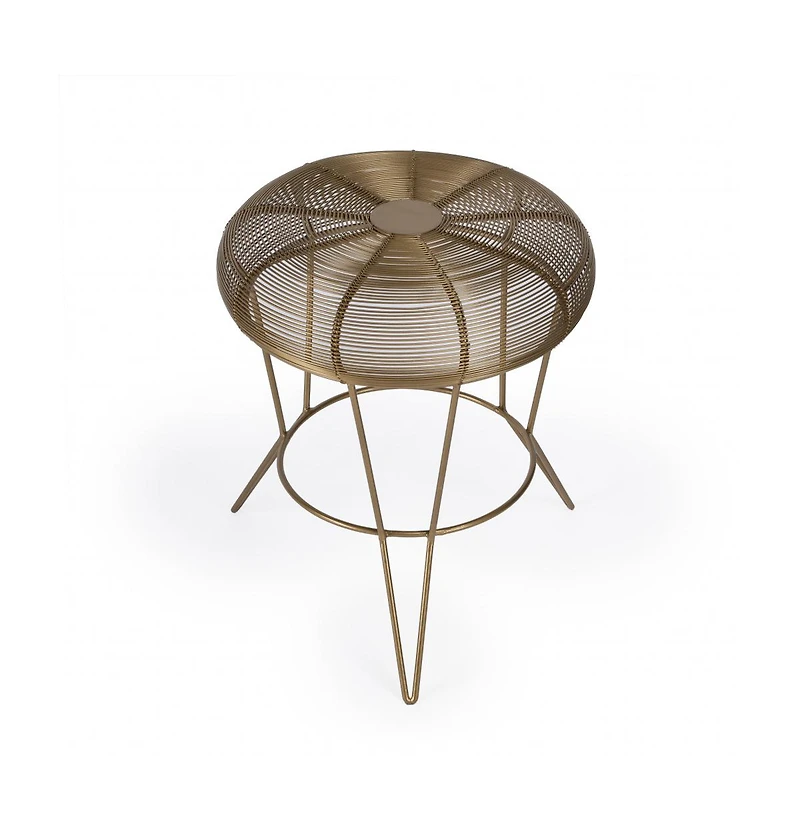Contemporary Round Top End Table with Wire Base for Living Room