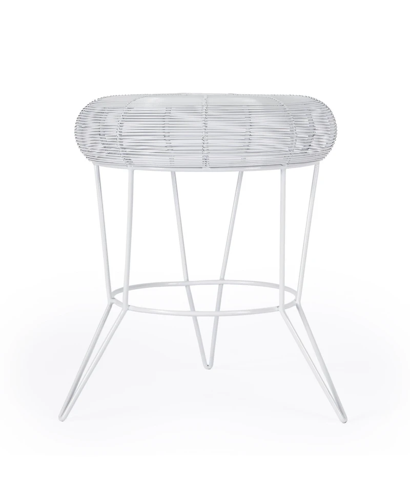 Contemporary Round Top End Table with Wire Base for Living Room