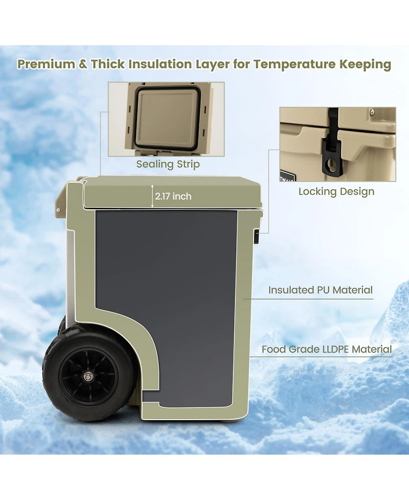 45 Quart Cooler Towable Ice Chest