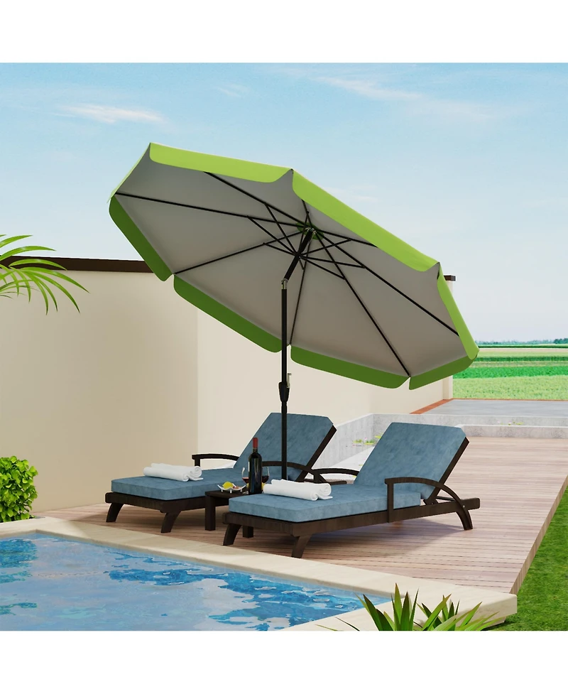 10 ft tassel umbrella, outdoor umbrella with tilt and crank for garden, deck, backyard, pool and beach, green