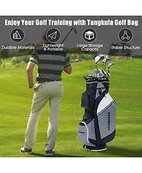 Gymax 10" 14-Way Golf Cart Stand Bag w/Cooler Bag Waterproof Valuable Pocket Rain Hood