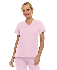 Medichic Women's Eleanor 3-Pocket Stretch V-Neck Scrub Top Shocking Pink Medium