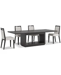 Tivie 5-Pc. Dining Set (Rectangular Table & 4 Wood Chairs)
