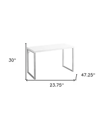 24-Inch White and Silver Computer Desk – Modern Workstation for Home Office