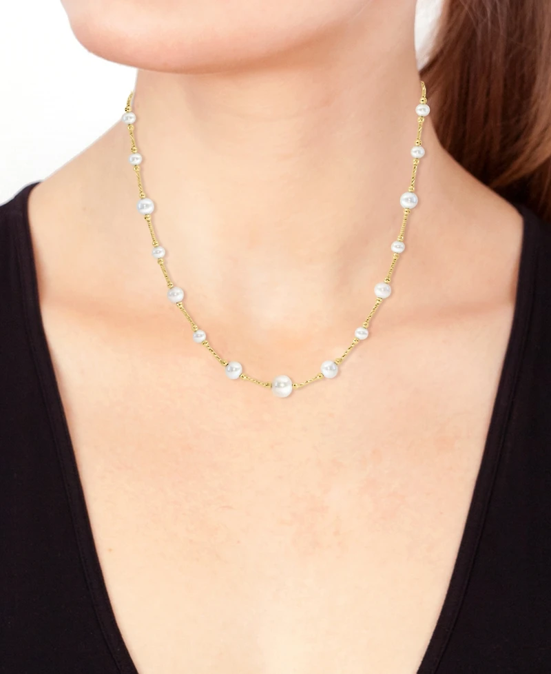 Effy Cultured Freshwater Pearl (3-1/2 - 7-1/2mm) 18" Collar Necklace in 14k Gold-Plated Sterling Silver