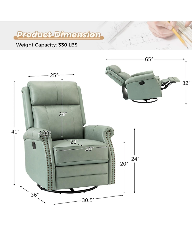 Osvaldo 30.5" Wide Genuine Leather Manual Recliner