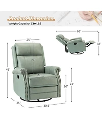 Osvaldo 30.5" Wide Genuine Leather Manual Recliner