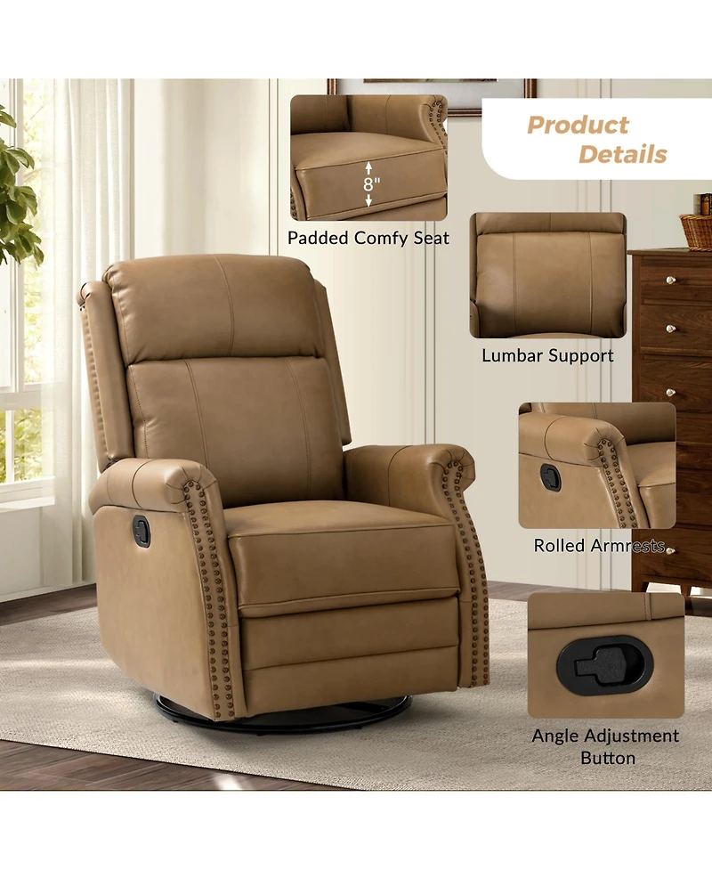 Osvaldo 30.5" Wide Genuine Leather Manual Recliner
