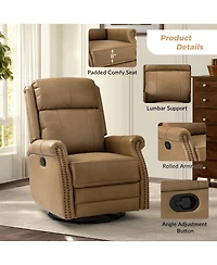 Osvaldo 30.5" Wide Genuine Leather Manual Recliner