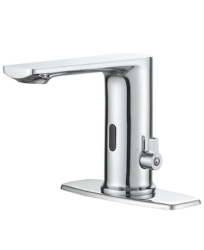Automatic Sensor Touchless Single Hole Bathroom Sink Faucet With Temperature Mixing Valve In