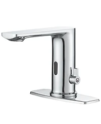 Automatic Sensor Touchless Single Hole Bathroom Sink Faucet With Temperature Mixing Valve In