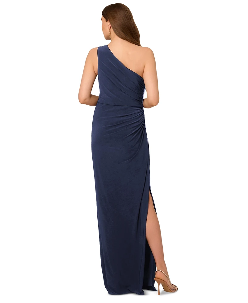 Adrianna Papell Women's One-Shoulder Embellished Gown