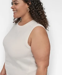 Dkny Plus Mix-Media Sleeveless Sweater Top