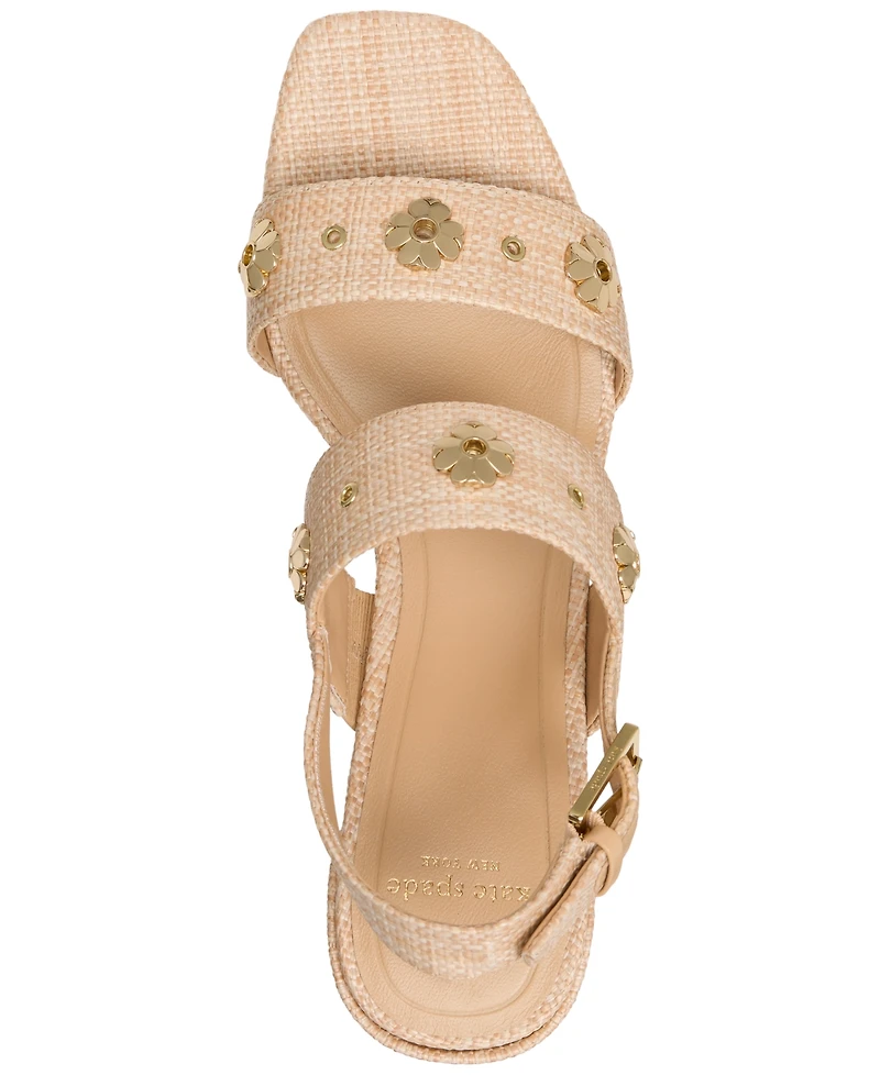 kate spade new york Women's Spade Flower Studded Block Heel Sandals