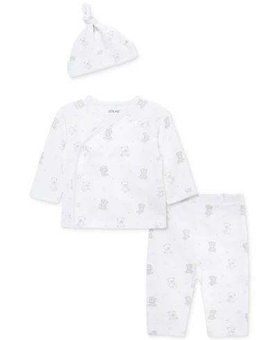 Little Me Baby Boys Bears Cotton Hat, Top & Pants Set