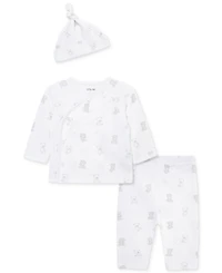 Little Me Baby Boys Bears Cotton Hat, Top & Pants Set
