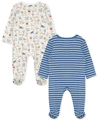Little Me Baby Boys Pup Parade Footed Coveralls, 2 Pack