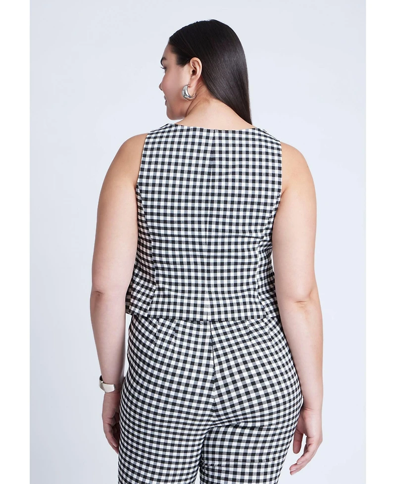 Eloquii Plus Gingham Square Neck Vest