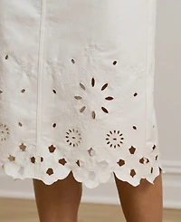 Lauren Ralph Lauren Petite Eyelet Denim Midi Skirt