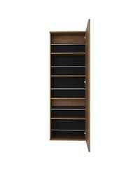 Baltimore Wall Mounted Shoe Rack, Mirror, Single Door, Ten Shoes Capacity,Natural Oak