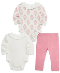 Little Me Baby Girls Floral Bodysuits & Pants, 3 Piece Set