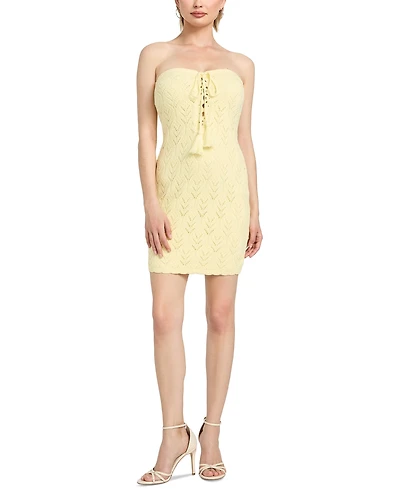 Guess Women's Isabella Pointelle Lace-Up Mini Dress