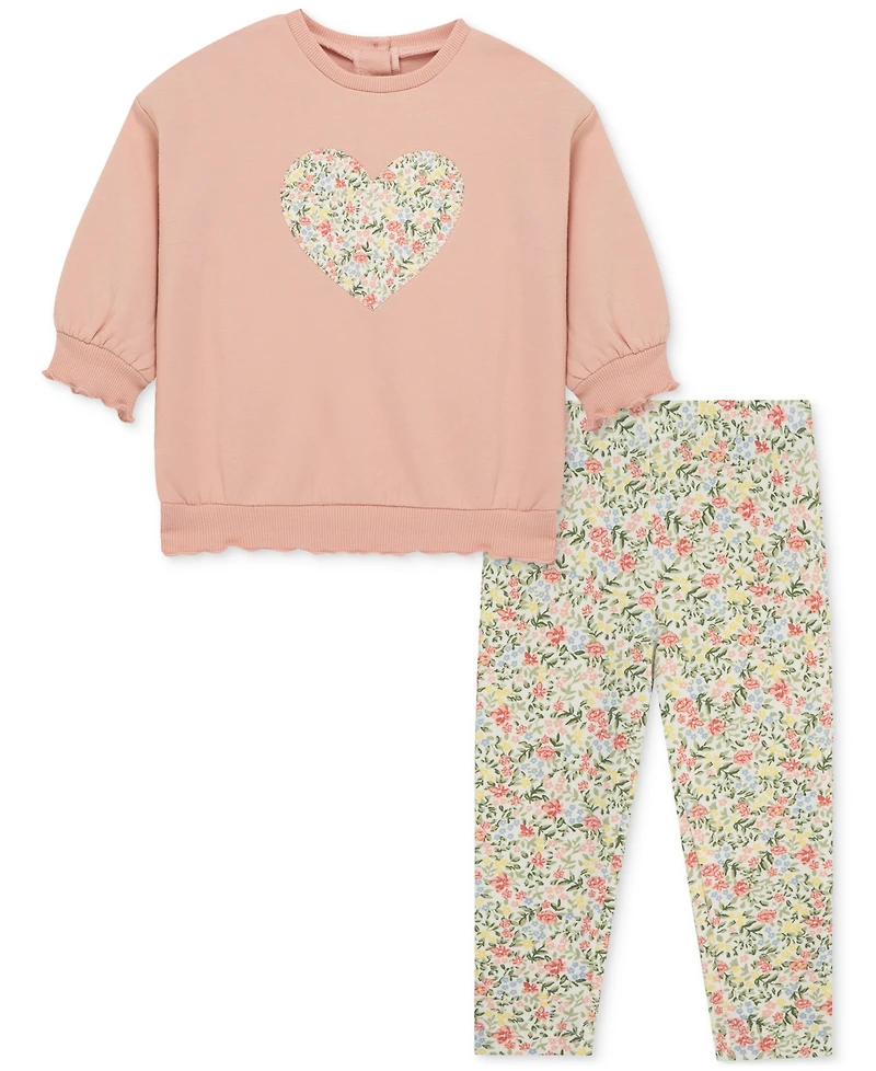 Little Me Baby Girls Heart Sweatshirt & Leggings, 2 Piece Set