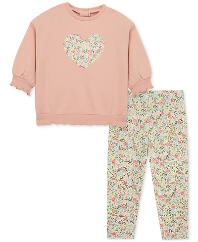 Little Me Baby Girls Heart Sweatshirt & Leggings, 2 Piece Set