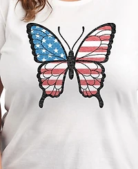 Hybrid Apparel Plus Americana Butterfly Graphic Crew Neck T-Shirt