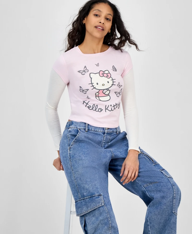 Grayson Threads, The Label Juniors' Hello Kitty Long Sleeve Layered Tee