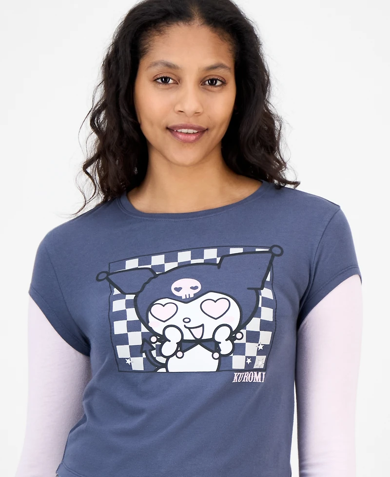 Grayson Threads, The Label Juniors' Kuromi Long Sleeve Layered Tee