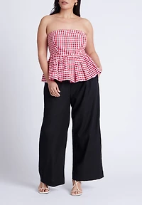 Eloquii Women's Gingham Peplum Top