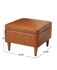 Creative Co-op 23.7" Solid Wood Atley Upholstered Modern Ottoman