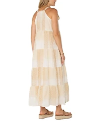 Liverpool Los Angeles Women's Printed Textured Cotton Sleeveless Maxi Dress