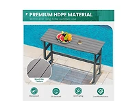 3-Piece Hdpe Plastic Outdoor Patio Rectangle Bar Height Bistro Dining Set in Gray