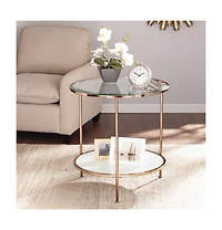 Round End Table with Shelf for Living Room or Bedroom Storage